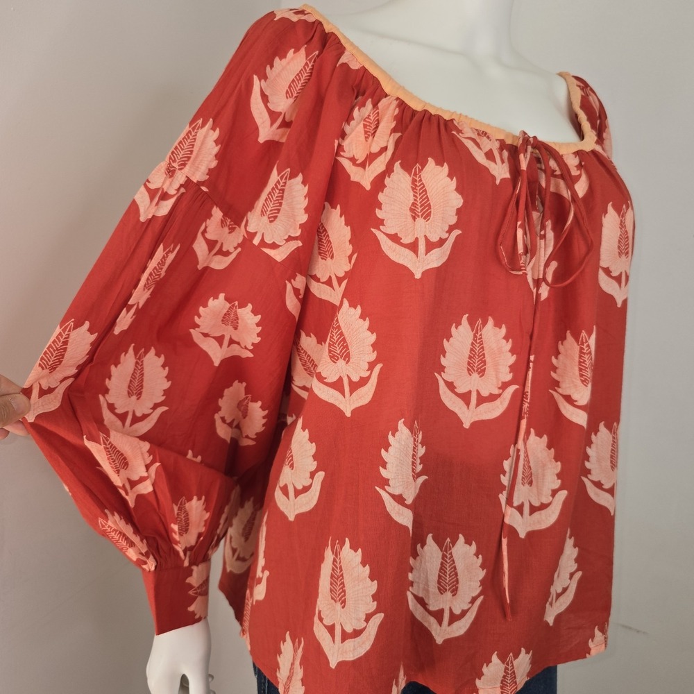 Daughters of India Ria Blouse Size S Oversized Scoop Neck Billow Sleeve NWT - Picture 3 of 13
